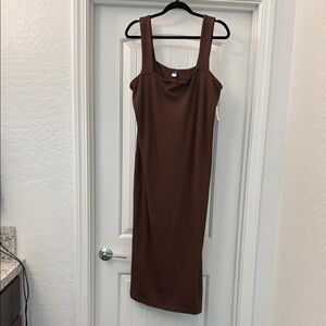 Elegant Brown Sleeveless Dress
